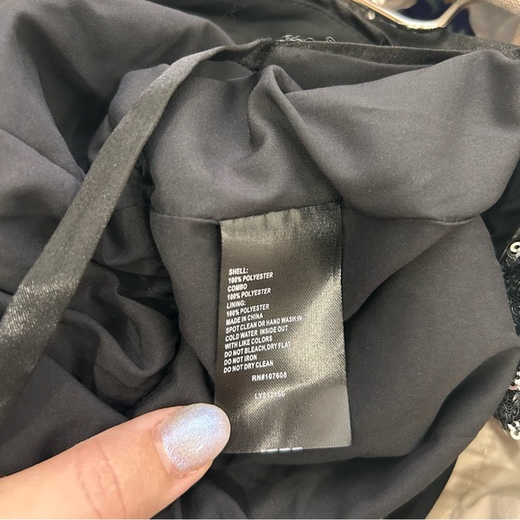 $228 LAUNDRY BY SHELLI SEGAL Sz2 WIDE-LEG ALLOVER SEQUINED JUMPSUIT BLACK Gray - Picture 10 of 11